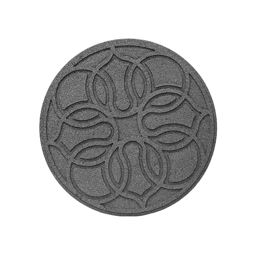 Tierra Verde Pendant Round Rubber Stepping Stones, Grey, 18 x 18 In, 4-Pack | Reversible 2-in-1 Design, Non-Slip Textured Surface, Impact-Absorbing, Easy Install, No Maintenance, for Walkways & Yards