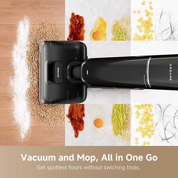 DREAME Aero Wet Dry Vacuum Cleaner, All-in-ONE Vacuum Mop for Wet & Dry Messes, 0 Hair Residue Great for Pet Owners, One-Press Self-Clean, 180° Lie Flat, 35mins Runtime for Hard Floor Cleaning