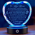 Gifts for Mom,Heart Crystal Keepsake Plaque with LED Base, Mother's Day, Birthday, Christmas, Thanksgiving, Engraved Mother Quote