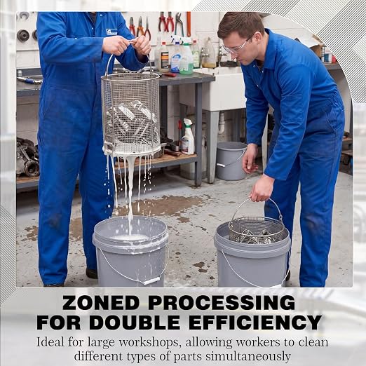 2 Pcs 1/4″ Mesh 5 Gallon Dip and Drain Stainless Steel Part Cleaning Strainer Basket for Buckets, Swing Handle, for Mechanics Auto Parts Washing Garage Shop Home Workshop, Bucket Not Included