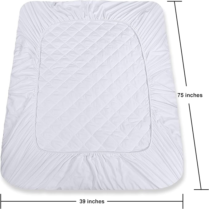 Quilted Fitted Mattress Pad, Twin Mattress Protector Topper with Deep Pocket Stretches up to 16 Inches, Machine Washable Mattress Cover by Utopia Bedding (White, Pack of 10)