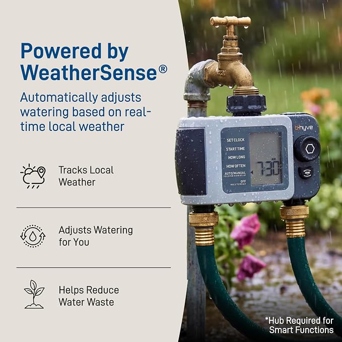 Orbit B-hyve XD 2-Port Smart Hose Watering Timer - Features Dual Outlet Irrigation Control - App Controlled Watering Timer with Bluetooth - Weatherproof Battery Powered - 24632