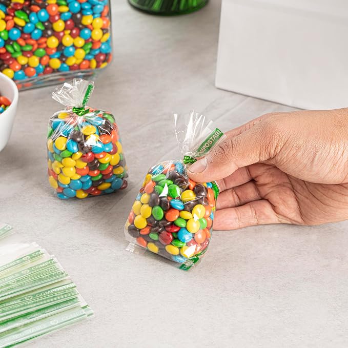 Restaurantware Clear Cellophane Bags 100 Count 2.01 x 1.02 x 5 Inches Heat Sealable Plastic Bags, High Clarity Gusset Bags Food Safe Packaging Clear