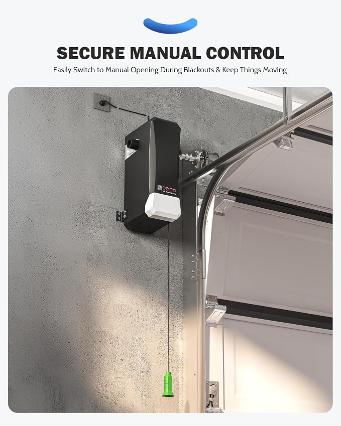 ZUMI Automatic Garage Door Opener, Wall-Mounted Garage Opener with Manual Backup Infrared Sensors, Heavy-Duty Smart Garage Entry Device Access Unit for Garage Door Opening & Closing
