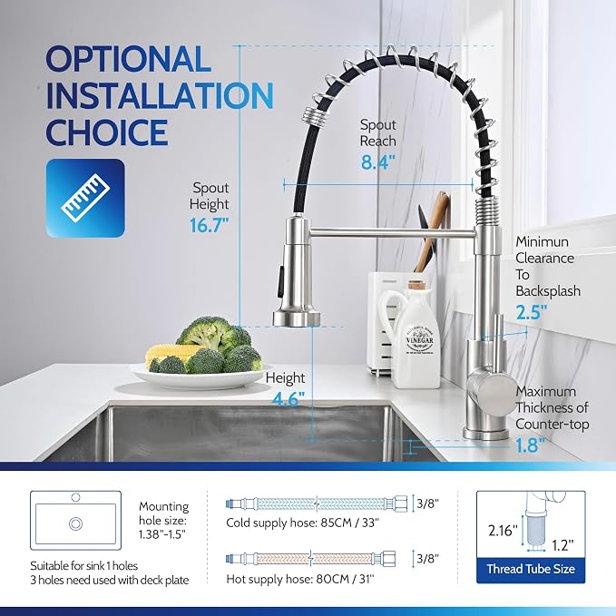 LUFEIDRA Touchless Kitchen Faucet with Pull Down Sprayer-Brushed Nickel Kitchen Faucet with Side Motion Sensor, Smart Hands-Free Spring Kitchen Sink Faucet for Modern Rv Outdoor Laundry Bar Sink