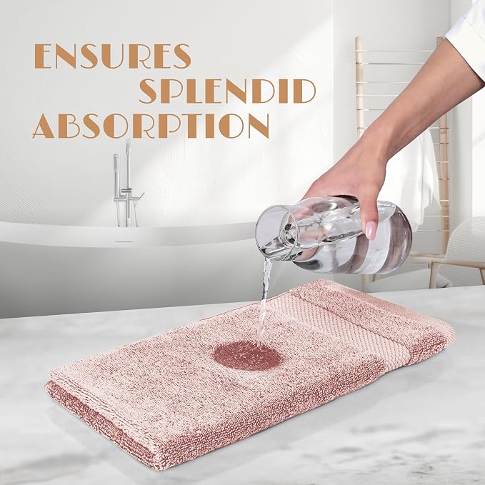 White Classic Pink Hand Towels for Bathroom [6 Pack] Cotton Hand Towel Bulk for Gym, Kitchen and Spa, 16x27 Inches Soft Highly Absorbent Quick Dry Terry Salon Towels
