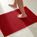 TYUU Christmas Bathroom Rugs Non Slip Washable, Super Absorbent Thin Bath Mat Small Quick Dry Low Pile Bathroom Rug, Red 20"x30"