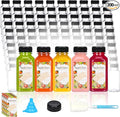 TOMNK 200pcs 8oz Plastic Juice Bottles with Caps Empty Reusable Clear Bottles with Label, Funnel and Brush Beverage Containers Bulk with Lids for Juicing, Smoothies, Fridge