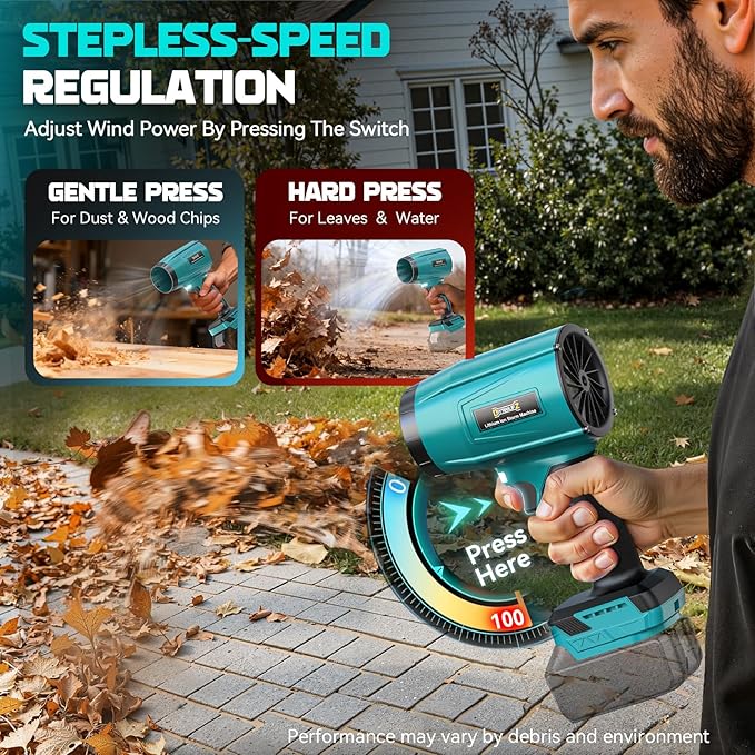DIYtoolifz Cordless Leaf Blower Compatible with Makita 18V (Tool Only), 800,000RPM Brushless Motor, Adjustable Speed, Lightweight Portable Electric Blower for Car, Patio, Garden (Without Battery)