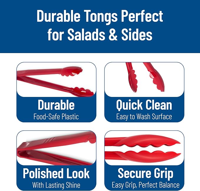 Carlisle FoodService Products Carly Salad Tong, 12" Utility Tong, 12 Pack