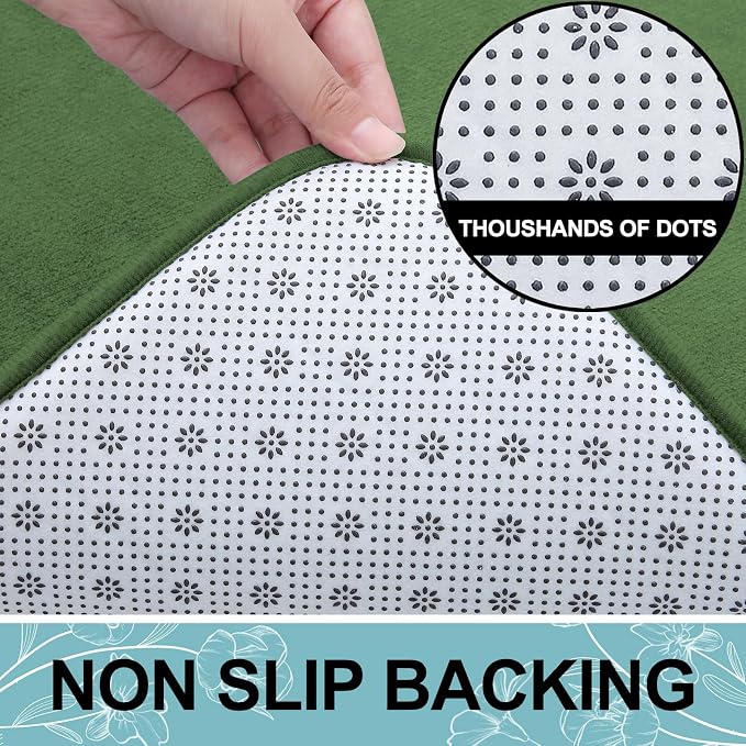 Smiry Memory Foam Bath Mat 36x24, Extra Soft and Absorbent Bathroom Mats, Non Slip Washable Carpet for Floor, Shower and Tub, Olive Green