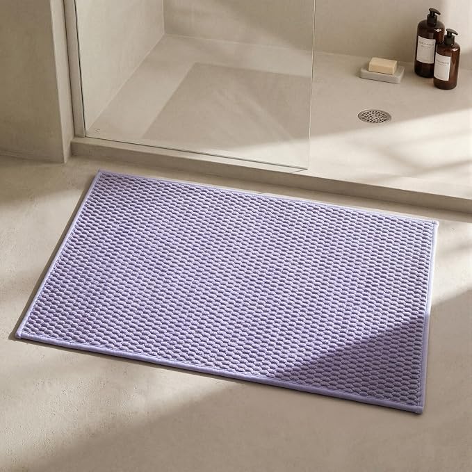 Triohero Bathroom Rugs Non Slip Washable, Super Absorbent Thin Bath Mat Quick Dry Low Pile Bathroom Rug, Lavender 24"x36"