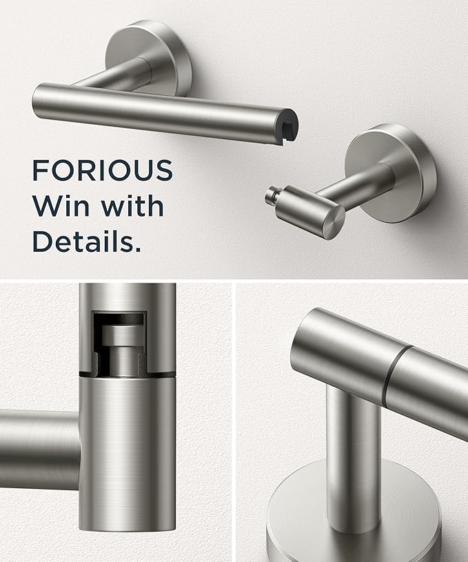 FORIOUS Toilet Paper Holder Wall Mount, Stainless Steel Rustproof Double Post Pivoting Tissue Roll Holder for Bathroom, Commercial Toilet Paper Dispenser (2 Pack, Stainless Steel)