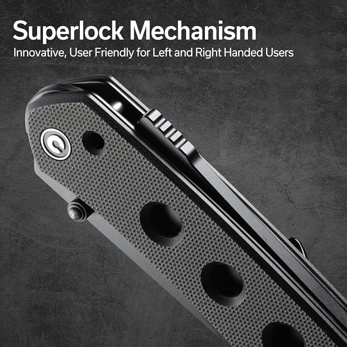 CIVIVI Vision FG Pocket Knife, 3.54" Nitro-V Reverse Tanto Blade C22036-1 | Superlock Folding Knife with G10 Handle, Reversible Ambidextrous Clip for EDC Camping Hiking