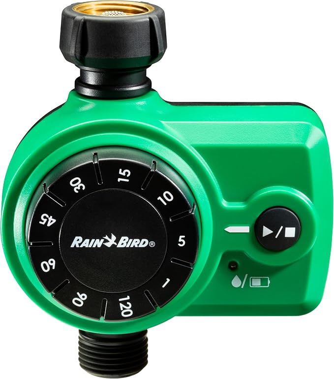 Rain Bird 1ZEHTMRS Simple-Set Hose End Timer, One Zone/Station, Battery Operated, 3/4" Garden Hose Thread, Heavy-Duty Brass Inlet, Dial with Brass Inlet