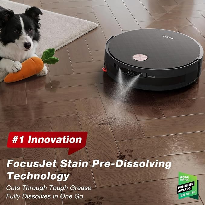 Yeedi S20 Infinity Ultra Robot Vacuum and Mop, FocusJet Stain Pre-Dissolving Tech, Mop Roller Smart Cover, 22000Pa Suction, 145°F Hot Air Dry, PowerBoost Plus Tech, AI Obstacle Avoidance,Omni Station