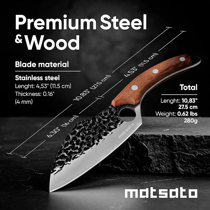 Matsato Knife Set 3-Piece Kitchen Knives, Cooking Chef Knife Set | Cleaver, Kitchen And Chef Cutting and Chopping Knives Sets Juego De Cuchillos Para Cocina