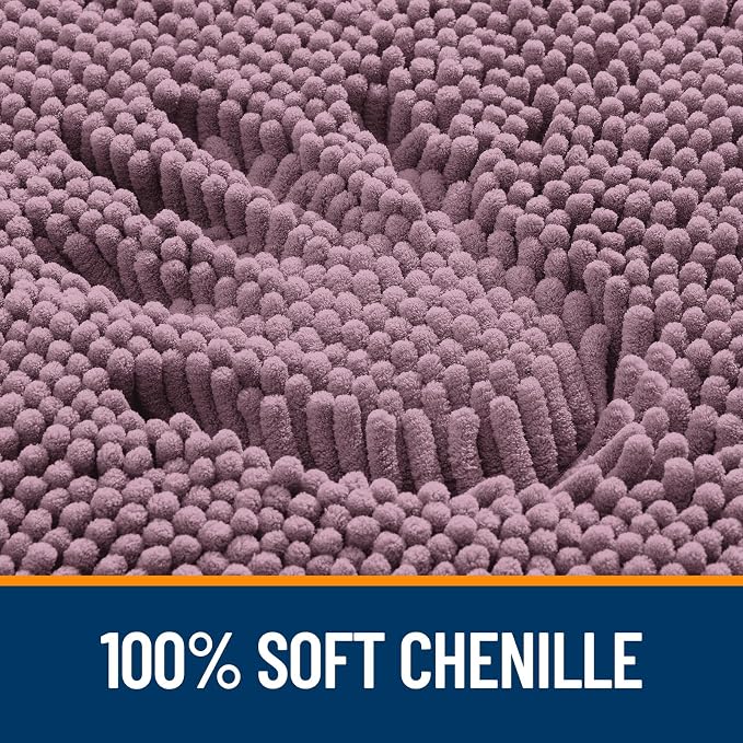 OLANLY Bathroom Rugs 30x20, Extra Soft Absorbent Chenille Bath Rugs, Rubber Backing Quick Dry, Machine Washable Bath Mats for Bathroom Floor, Tub and Shower, Home Decor Accessories, Deep Plum