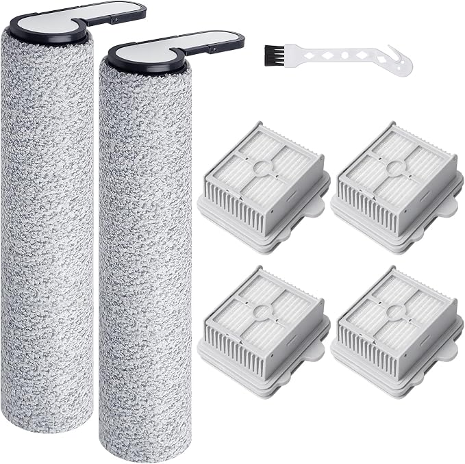F25 Brush Roller and HEPA Filter Replacement Accessories compatible with Roborock F25/F25 ACE/F25 ALT/F25 LT/F25 RT/F25 ACE/F25 GT Cordless Wet Dry Vacuum Cleaner（2 roller brushes, 4HEPA Filters)
