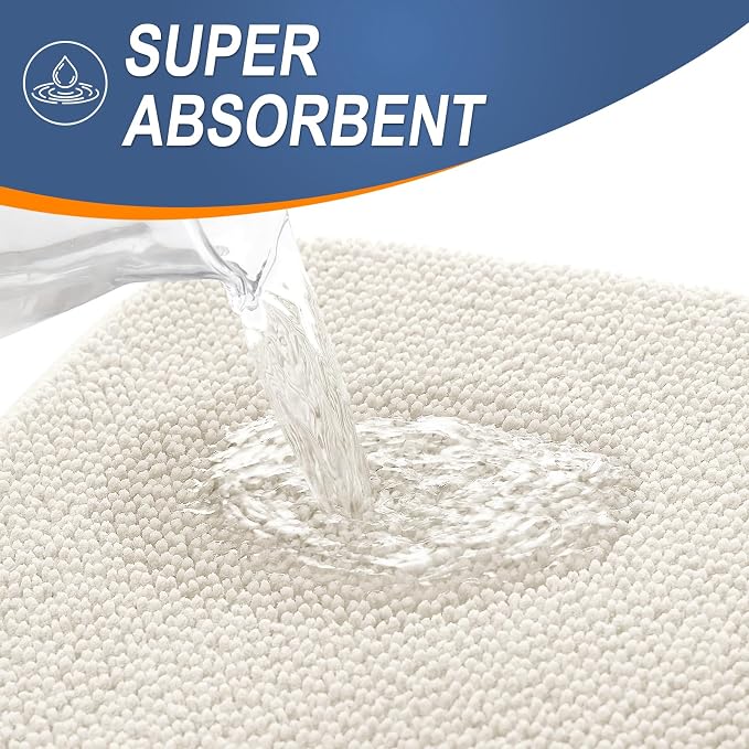 OLANLY Thick Memory Foam Bathroom Rugs 24x20, Absorbent Bath Mat, Ivory | Soft Quick Dry Bath Rugs Mats, Non-Slip, Machine Washable Carpet for Bathroom Floor, Tub and Shower, Home Decor Accessories
