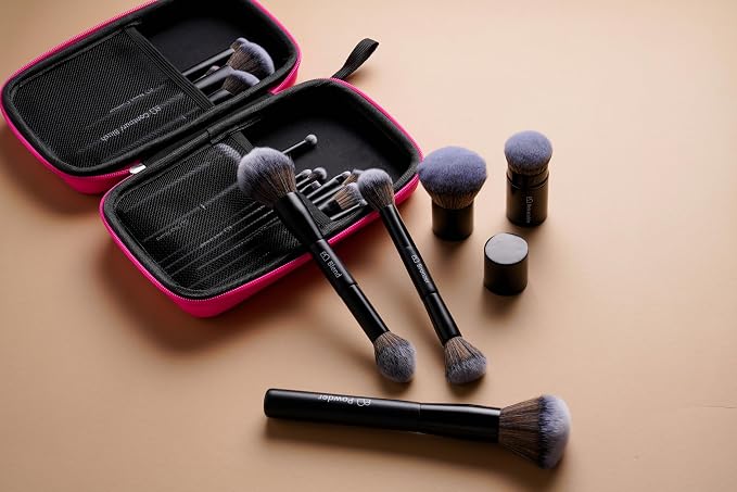 Professional Makeup Brushes BS-MALL With Travel Case - Kabuki Brush Eyeshadow Brush, Concealer Brush, Blush Brush Bronzer & Foundation Brush 20 Pcs, Labeled Daily Use & Versatile Occasions Gift Box