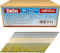 34-30 Degree 3-1/2 Inch Smooth Shank Paper Framing Nails,1000-Pack | 304 Stainless Steel D Head Tape Strip Nails for 30 to 34 degree Framing Nailer,fits indoor and outdoor building projects