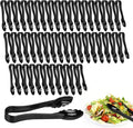 48 Pack Plastic Tongs for Serving, 9 Inch Heavy Duty Hard Plastic Serving Tongs with Scalloped Tips, Reusable or Disposable Serving Utensils for Buffets, BBQ, Bakery, Parties & Catering