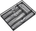 Neudeco Silverware Drawer Organizer, Black | 5 Compartment, Mesh Wire, Non-Slip Feet, Cutlery Tray