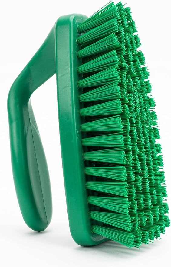 SPARTA Scrub Brush with Iron Shaped Handle and Stiff Bristles, Heavy Duty Scrubber Brush for Kitchen, Bathroom, Shower, Tile, Sink, Carpet and Bakepans, Polypropylene, 6 Inches, Green, (Pack of 6)