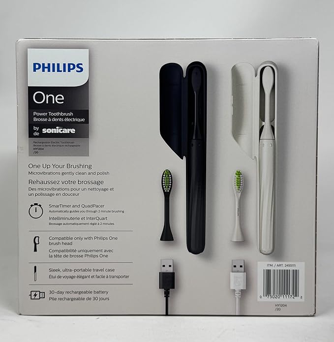 Philips Sonicare One Rechargeable Toothbrush, Shadow, 2 Pcs, HY1200/26