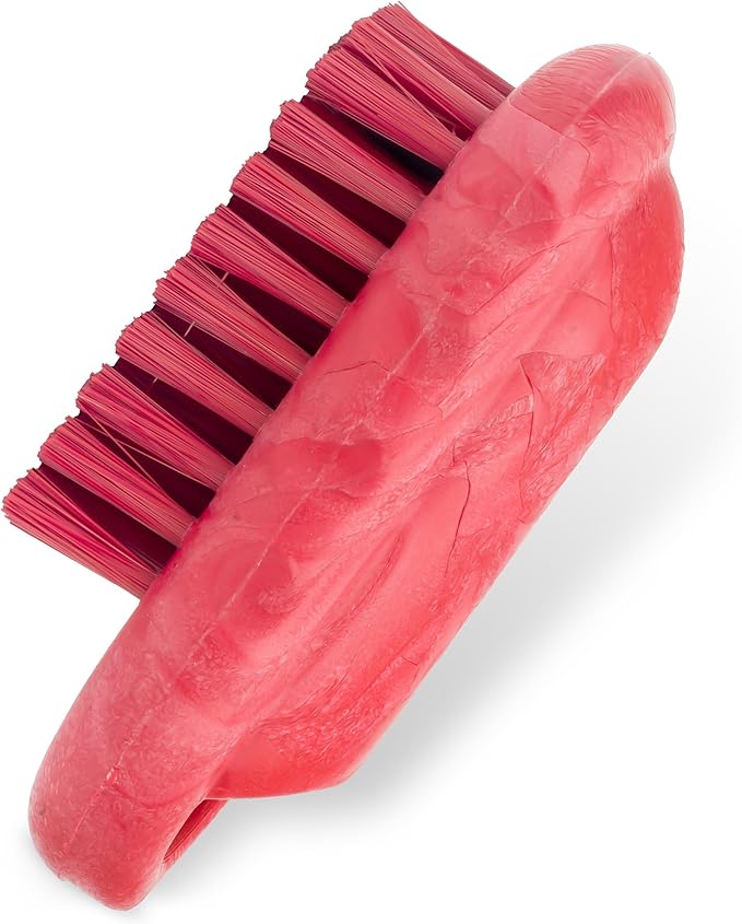 SPARTA 5 Inch Hand and Nail Brush with Stiff Center Bristles, Soft Outer Bristles, Larger Polypropylene Body, Color Coded Scrub Brush for Commercial Foodservice Use, Red, Pack of 12