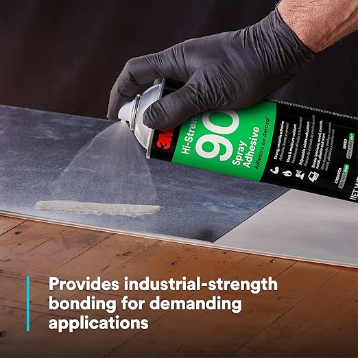 3M Hi-Strength Spray Adhesive 90, Clear Glue, Permanent, High Strength Bonding, High Tack, Bonds Laminate, Wood, Concrete, Metal, Plastic, 17.6 oz Net Wt, NOT FOR SALE IN CA AND OTHER STATES