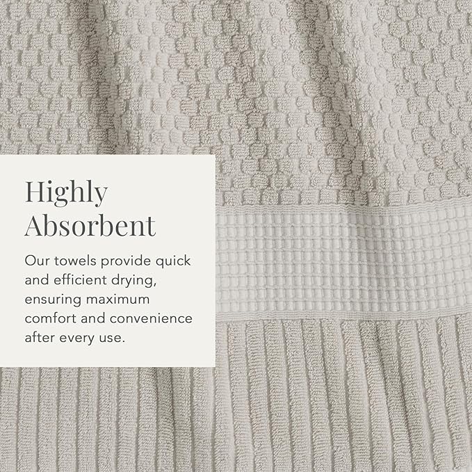NY Loft 100% Cotton 6 Piece Bath Towel Set | Grey Towels | Oeko-TEX® Standard 100 | Soft & Absorbent, Quick-Dry | 2 Bath Towels 2 Hand Towels and 2 Washcloths | Trinity Collection - Quiet Grey