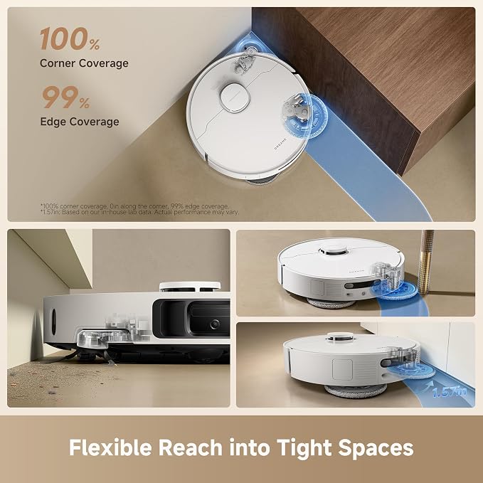 DREAME L40 Ultra Gen 2 Robot Vacuum and Mop with 25,000Pa Suction, Extendable Side Brush and Mop, All-in-One Self-Emptying & Cleaning Dock, Voice & App Control, White