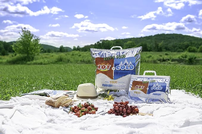 Superio Hot and Cold Insulated Bags for Food Delivery, Grocery Shopping Bags, Food Storage for Hot and Frozen Food for Travel, Disposable Cooler Bag, Reinforced Thermal Lunch Bag (12, 12"x13.5")