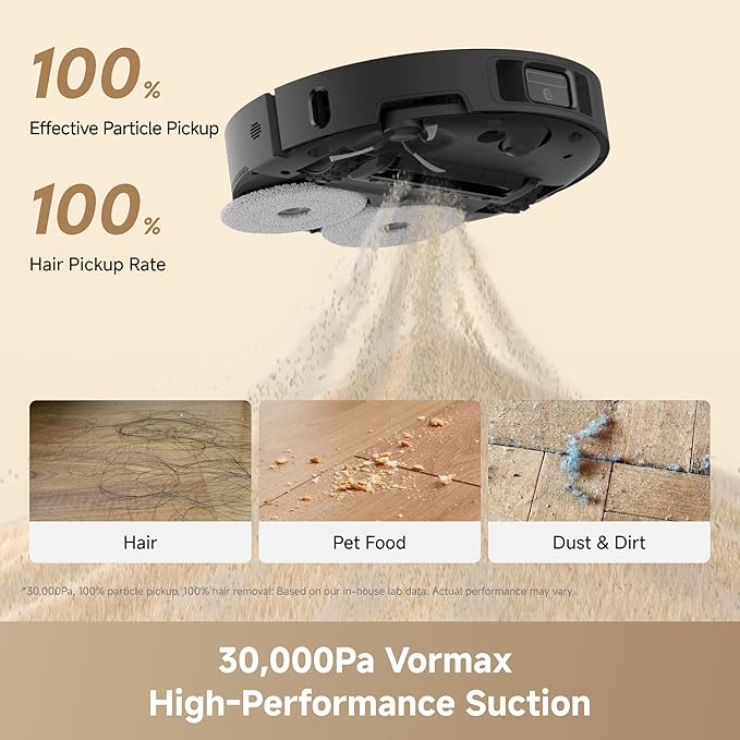 DREAME L60 Ultra FE Robot Vacuum and Mop, Auto-Empty and 100℃ Self-Cleaning Mop, 30,000Pa Suction, Obstacle Avoidance and 360° Navigation, Corner to Edge Deep Cleaning, TriCut Brush, Black