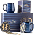 HASENSE Ceramic Coffee Mugs Gift Set for Men, Women, Blue Reactive Glazes | 15oz Coffee Cups with Handles, Vintage Luxury Birthday Gift Ideas for Dad, Mom, Friends, Coworkers, Wife, Couples, 2 Pack