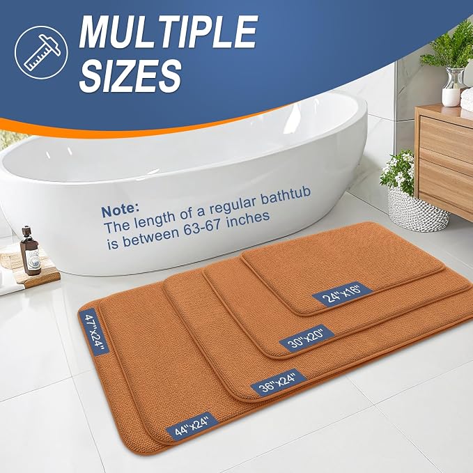 OLANLY Thick Memory Foam Small Bathroom Rug 24x16, Absorbent Bath Mat, Clay | Soft Quick Dry Bath Mat Rugs, Non-Slip, Machine Washable Mat for Bathroom Floor, Tub and Shower, Home Decor Accessories