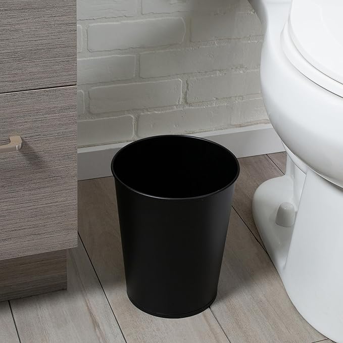 Bath Bliss Trash Can, Toilet Brush and Plunger 3 Piece Bathroom Set in Matte Black