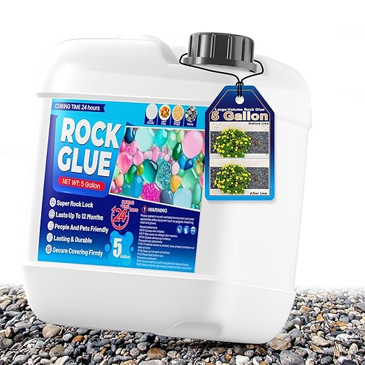 Rock Glue for Landscaping - 5 Gallon Large Volume Pea Gravel Glue, Non-Toxic Mulch Glue, Pet-Friendly Rock Adhesive for Rocks, Gravel&Mulch, Paths, Patios&Garden Borders