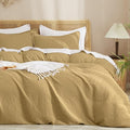 PHF Waffle Weave Duvet Cover Set King Size, No Snagging Ultra Soft Luxury Textured Breathable Comforter Cover for All Season 3pcs, Durable Bedding Duvet Set with 2 Pillow Shams, 104"x90", Antelope