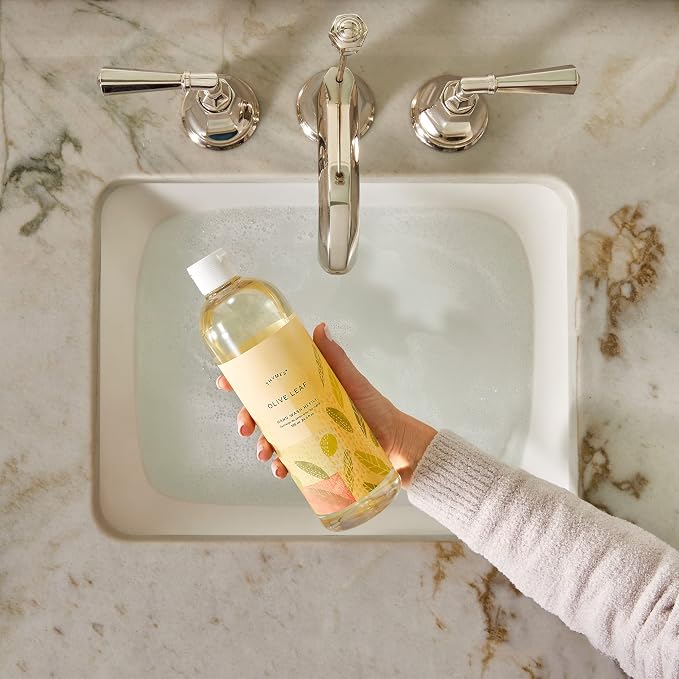 Thymes Olive Leaf Hand Wash Refill - Scented Liquid Hand Soap - Nourishing and Lightly Scented, Ideal for Daily Cleansing - Woody & Floral Olive Leaf Scent - Liquid Hand Soap - 24.5 Fl Oz