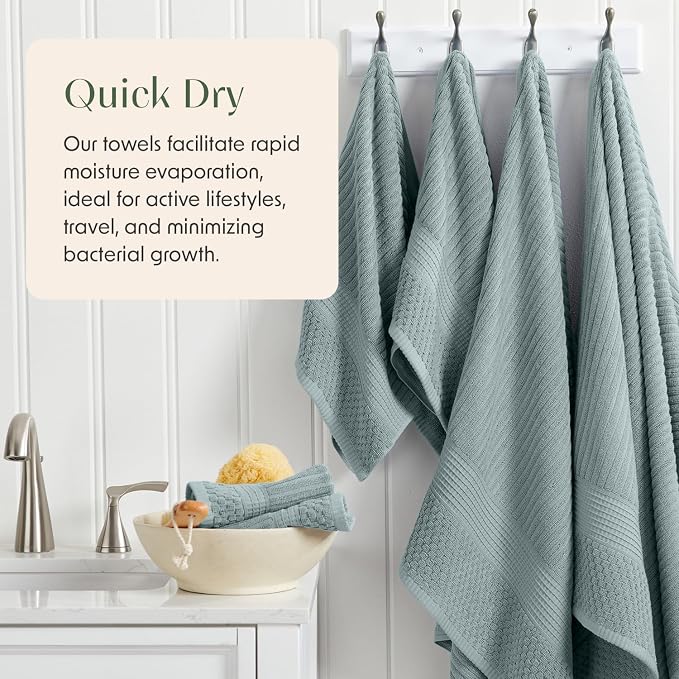 Springtree Home 100% Cotton Bath Towel Set | 6-Piece Set | Silver Blue | Absorbent & Quick-Dry Bathroom Towels | Textured and Durable Cotton Towels for Bathroom | OEKO-TEX | Krista Collection