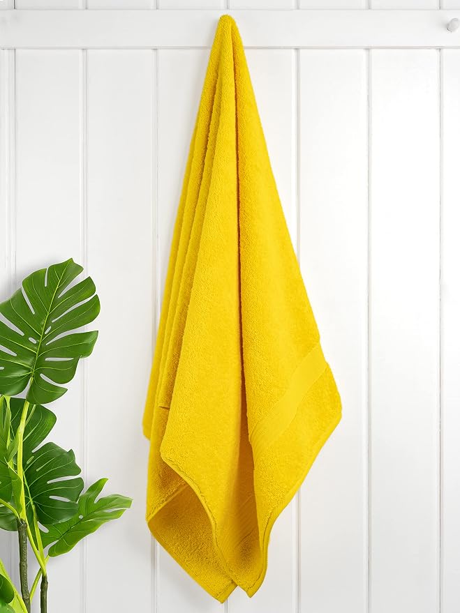 Cotton Paradise 100% Cotton Turkish Towel Set, Soft Absorbent Quick Dry, 4 Piece Bath Towel Set, Yellow