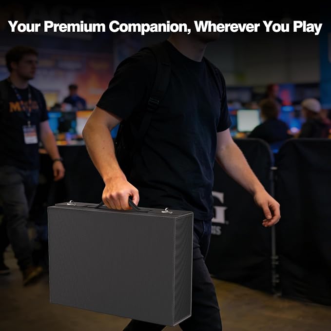 Kabinka MTG Card Storage Box with Handle & Mechanical Latch,5-Row 3900+ Commander Trading Card Case with Sealed Display Window,Top Loaders Organizer Deck Box for MTG/TCG/PTCG/Sports Cards (Black)