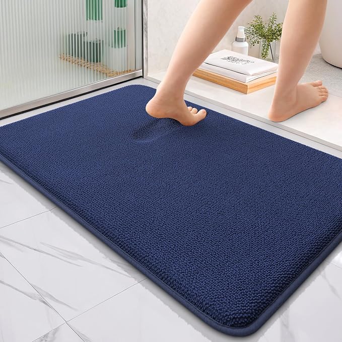 OLANLY Memory Foam Absorbent Bathroom Rugs Mats 36x24, Twilight Sapphire | Soft Quick Dry Bath Rugs Mats, Non-Slip, Machine Washable Carpet for Bathroom Floor, Tub and Shower, Home Decor Accessories