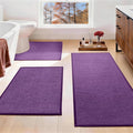 YIHOUSE Purple Bathroom Rugs Sets 3 Piece, Quick Dry Thin Bath Mat with Toilet Rug, Non Slip Absorbent Machine Washable, Bath Runner Rugs for Bathtub Sink Home Decor
