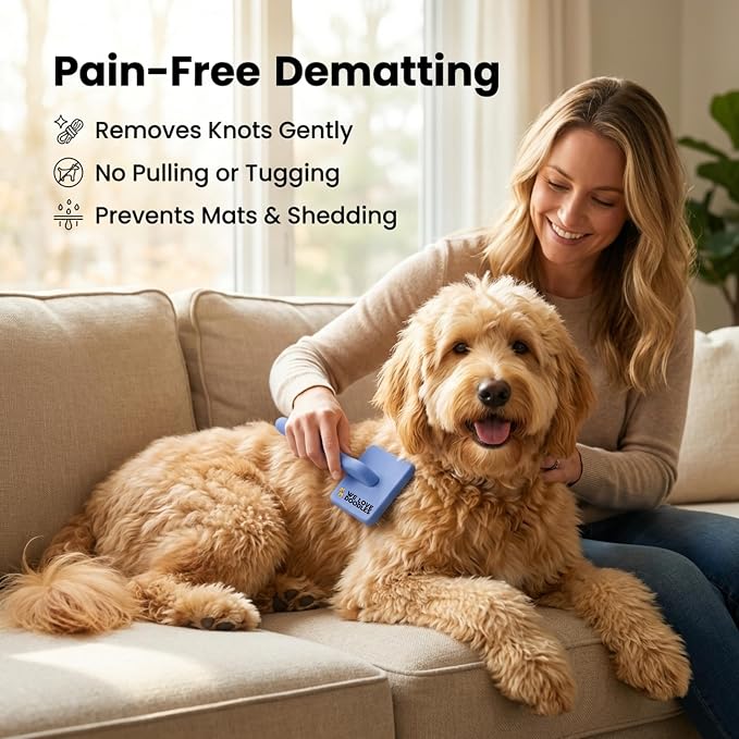 Dog Grooming Brush for Doodles, Slicker Dog Brush with Ergonomic Grip and Rounded Pin Tips for Detangling and Dematting Puppy & Small to Medium-Sized Dogs (Small)