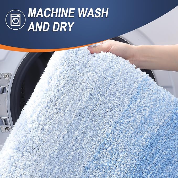 OLANLY Large Bathroom Rugs Mat 44x32, Extra Soft Absorbent Microfiber Bath Rugs, Rubber Backing, Quick Dry, Washable Bath Mats for Bathroom Floor, Tub and Shower, Home Decor Accessories, Light Blue