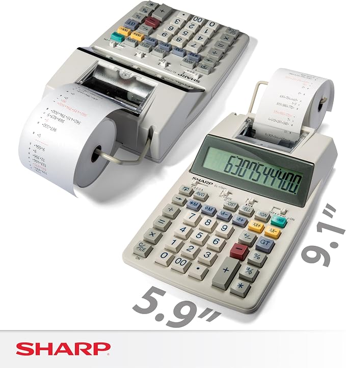 Sharp EL-1750V Two-Color Printing Calculator 2 Lines/Sec 3" Black/Red